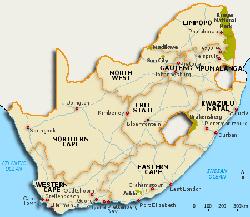 Map of South Africa with provinces