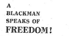 A Blackman Speaks of Freedom by Peter Abrahams