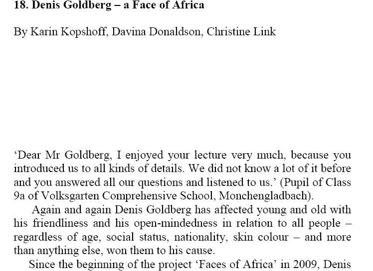 Chapter 15 Denis Goldberg - a Face of Africa by Karin Kopshoff, Davina Donaldson, Christine Link