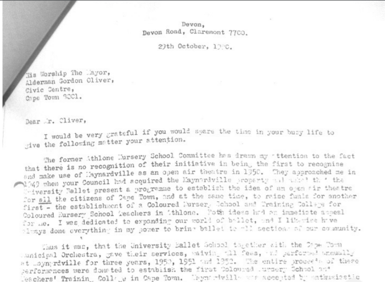 Dr Dulcie Howes writes re Athlone Committee