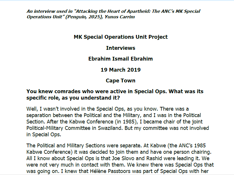 Interview with Ebrahim Ismail Ebrahim, 19 March 2019