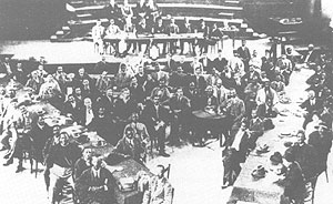 Joint meeting of ANC and APO in Bloemfontein 1931. At the the centre of the platform is Dr A Abdurahman, a leader of the APO and a force for national unity