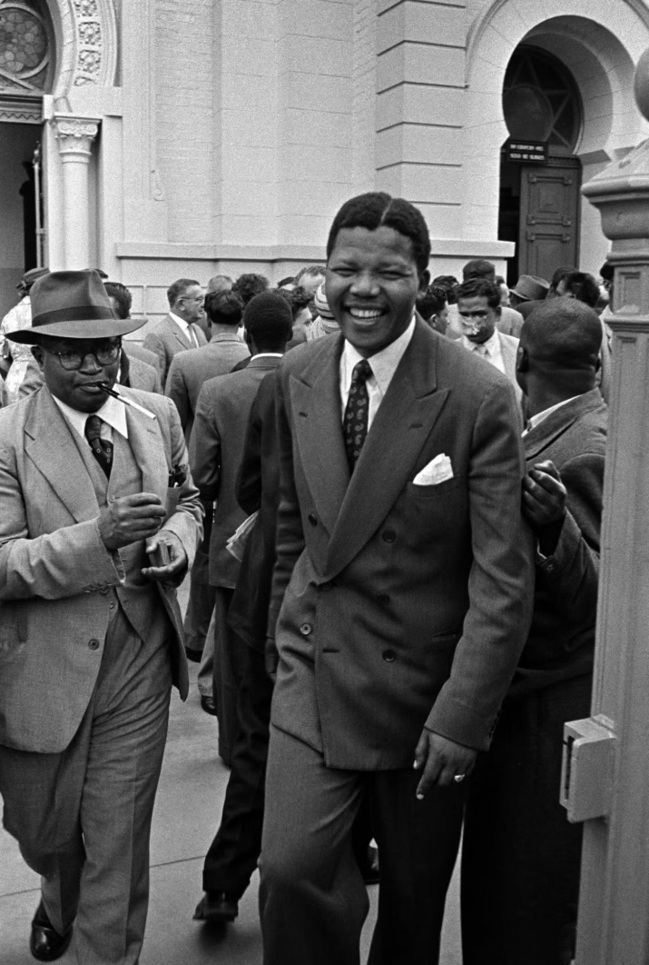 Mandela with Moses Kotane outside the Old Synagogue, Pretoria, on the day when the last of the accused were finally acquitted. Photograph: Jürgen Schadeberg