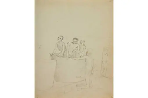 Drawing of slaves pressing wine