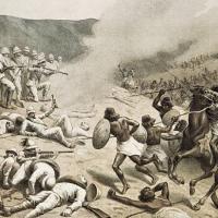 Stock Photo - The Battle of Dogali, January 26, 1887. Italian Colonialism in East Africa, 19th century. Bologna, Museo Civico Del Risorgimento (Historical Museum)