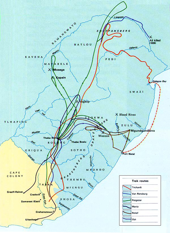 The Voortrekkers who left from the eastern Cape set off in several groups, each under its own leader