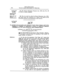 Native Labour (Settlement of Disputes) Act, Act No 48 of 1953