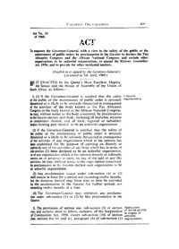 Unlawful Organizations Act, Act No 34 of 1960