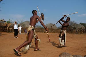 Intriguing c. 1880s Photograph - Zulu Men Stick Fighting
