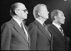 Egyptian President Anwar Sadat, Israeli Prime Minister Menachem Begin and President Carter begin a Middle East peace conference at Camp David, Maryland