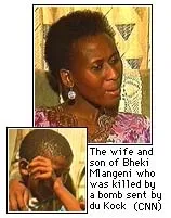 Bheki Mlangeni, ANC human rights lawyer of Soweto, is killed by a walkman bomb meant for Dirk Coetzee.