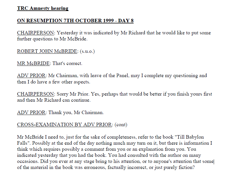 Amnesty Hearing (on resumption) 7th October 1999 - Day 8
