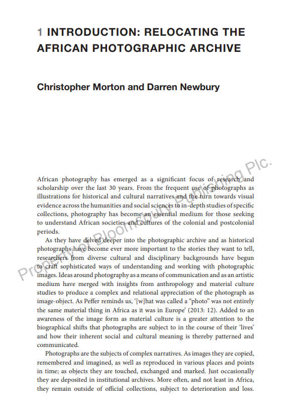 Introduction: Relocating the African Photographic Archive by Christopher Morton and Darren Newbury