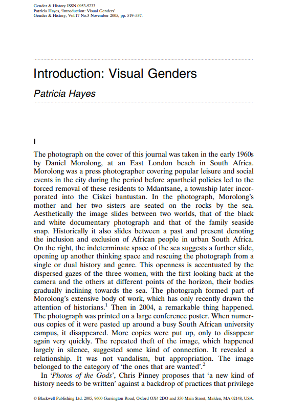 Introduction: Visual Genders by Patricia Hayes