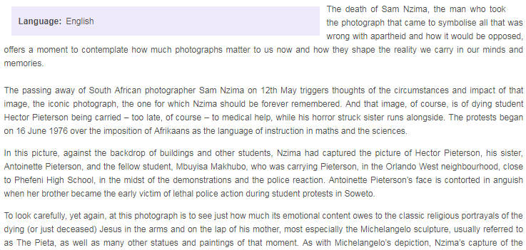 A story of a memorable photograph, and why it matters by J Brooks Spector, (Daily Maverick), 18 May 2018