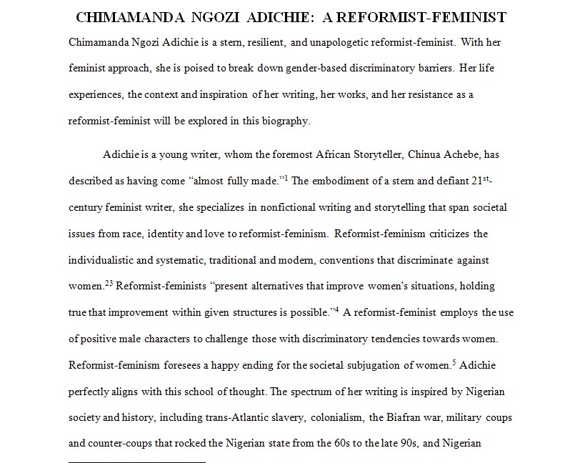Chimamanda Ngozi Adichie A Reformist Feminist By Charles Nwosu South African History Online