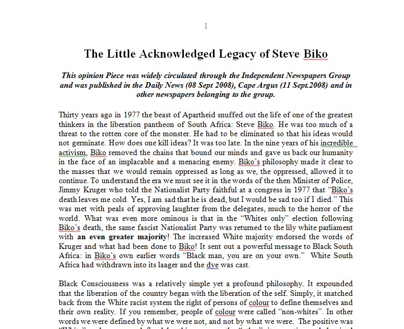 The Little Acknowledged Legacy of Steve Biko by Prithiraj Dullay