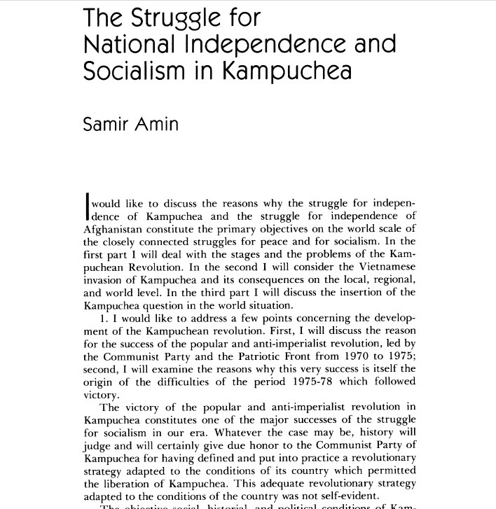 The Struggle for National Independence and Socialism in Kampuchea by Samir Amin, October 1981