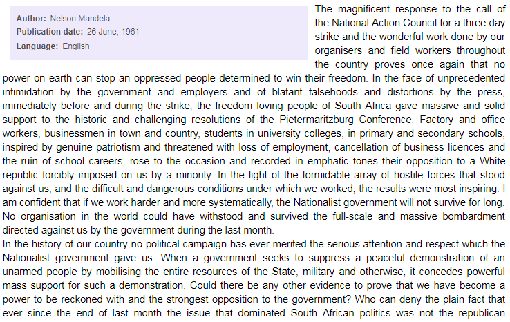 `The struggle is my life`- Nelson Mandela press statement