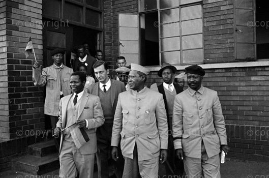 Ex-chief Albert Luthuli surrounded by members of the Germiston ANC and ...