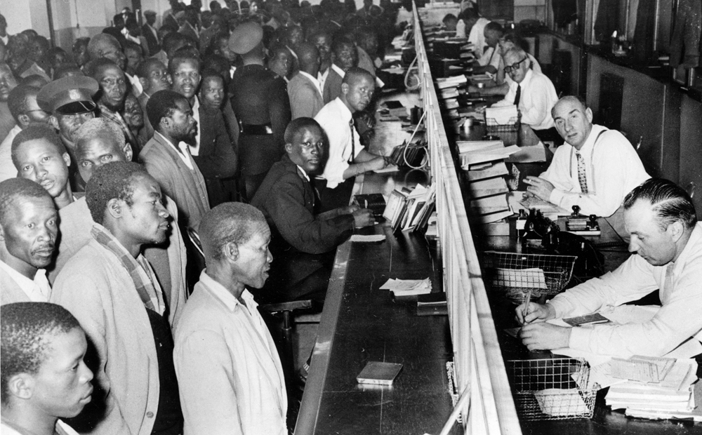 South Africans Queue At A Government Office In Johannesburg To Get 