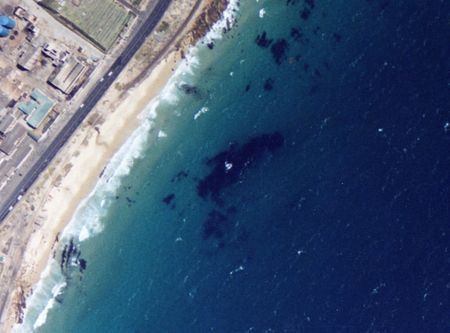 Aerial view of the site of the wreck of the SS Clan Stuart, Mackerel Beach, Simonstown