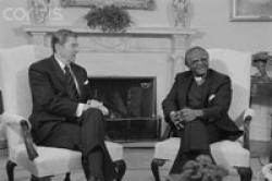 President Ronald Reagan and Desmond Tutu