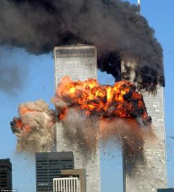 Twin Towers burning