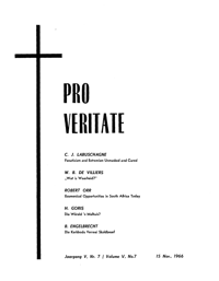 Pro Veritate Volume 5 Number 7 November 1966 South African History Online