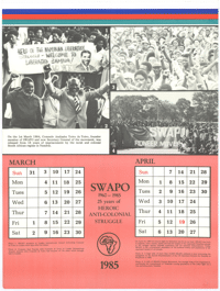 SWAPO Calendar 1985 | South African History Online