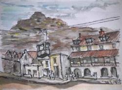 The old cable car in Simon's Town- art by Kenneth Alexander