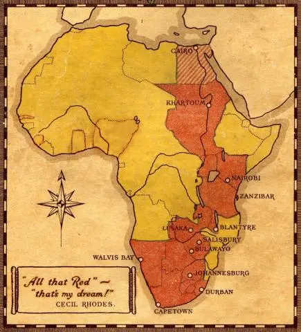 Rhodes' British Empire corridor through Africa
