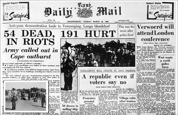 March 22 1960 clipping from the Rand Daily Mail reporting on the Sharpeville massacre
