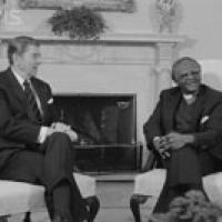 President Ronald Reagan and Desmond Tutu 