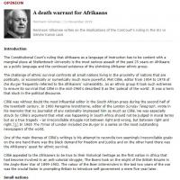 A death warrant for Afrikaans cover