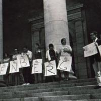 University staff and students protesting against the banning of Raymond Hoffenberg, 1967